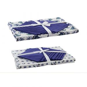 DKD Home Decor Lot de 2 Sets de Table en Coton Blanc (25 x 26 x 0,5 cm) (150 x 250 x 0,5 cm)