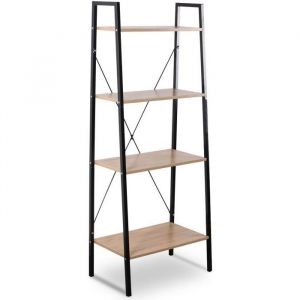 WOLTU Étagère de Rangement en acier et bois avec 4 tablettes Étagère royonnage 60x35x148cm Noir+chêne clair