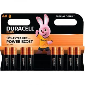 Duracell Piles AA Plus x8 Sp&eacute;cial Offer - Alcalines 1,5V - Id&eacute;ales pour les appareils du quotidien - Emballage 0% plastique - Conservation 10 ans -