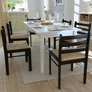 VidaXL Chaises de salle ? manger 6 pcs Marron Bois solide et velours