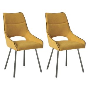 AMADO - Lot de 2 Chaises Tissu Coloris Jaune - Altobuy
