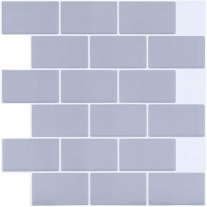 Stickers Muraux Carrelage Auto-Adh&eacute;sif 3D PVC 30,5x30,5 cm 10 pcs Gris