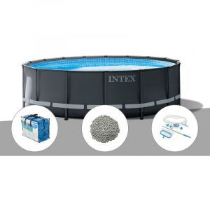 Image de Intex Kit piscine tubulaire Ultra XTR Frame ronde 5,49 x 1,32 m + Bâche à bulles + 20 kg de zéolite + Kit d'entretien