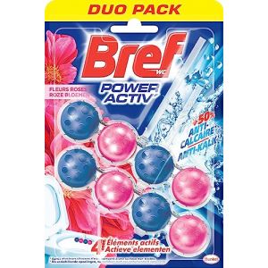 Bref WC Power Activ' Boost Fleurs Roses &ndash; 2 Blocs WC (2x50g) &ndash; Produit Nettoyant WC &ndash; Anti calcaire Mousse Nettoyante