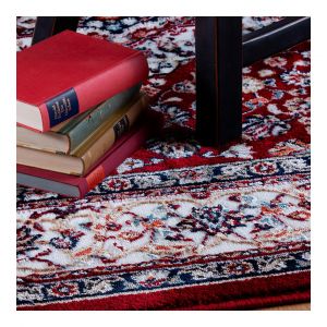 Deladeco Tapis style orient rectangle en polyester Cauris Rouge 80x150