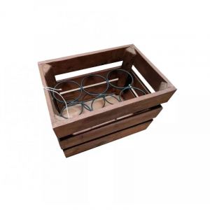 Meubletmoi - Casier &agrave; 6 bouteilles vintage en bois et m&eacute;tal - bacchus