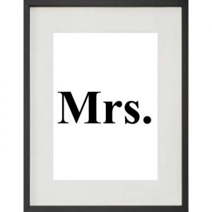 Shot Cadre Photo Mr & Mrs 30x40cm avec P e Partout Tableau Bois Verre (NOIR)