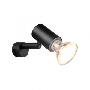 Lorenzo H2O Applique Spot Orientable Noir &agrave; Appliquer sur Miroir IP44 Avec Interrupteur L. 10Cm