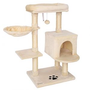 Lionto Arbre à Chat Arbre à Grimper griffoir pour Chat Hauteur 93 cm, Beige