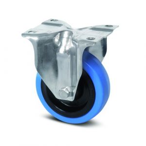 Roulette fixe - caoutchouc &eacute;lastique bleu - alimentaire - &oslash; 160mm - Alpha