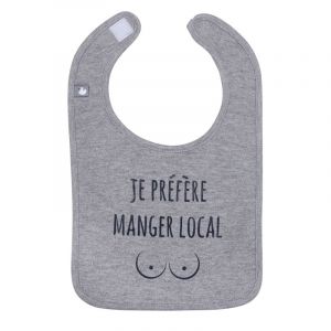 BB & Co Bavoir "Je préfère manger local" GRIS