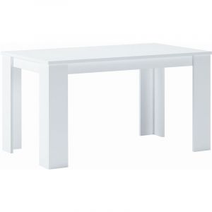 Table de salle à manger et séjour, 140 cm rectangulaire, blanc mat,80x138x75cm BLANC