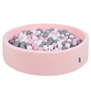 120X30cm/600 Balles ? 7Cm Piscine à Balles Pour Bébé Rond Fabriqué En ue, Rose: Blanc-Gris-Rose Poudré - rose: blanc-gris-rose poudré - Kiddymoon