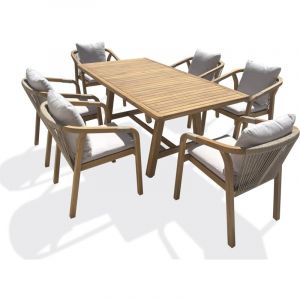 DCB Garden Serena - Ensemble repas de jardin 6 places en bois d'acacia