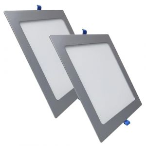LED ATOMANT Lot de 2 Panneau LED Carré Cadre Argenté 20W 225mm CCT, avec Sélecteur de Couleur