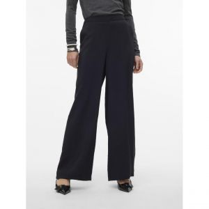 Vero Moda Pantalon à jambe large taille haute noir en viscose Elle