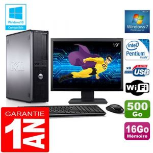 Dell Pc 780 dt intel e5300 ram 16go disque 500 go wifi w7 ecran 19'