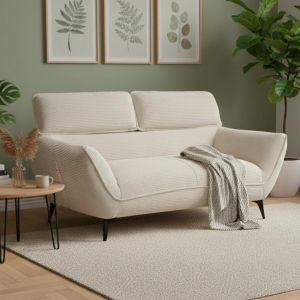 Canapé 2 places moderne avec dossier réglable Ghislain Velours côtelé Crème