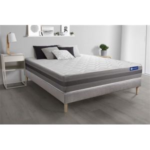 Ensemble matelas ACTILATEX RELAX Latex et mémoire de forme 140x190 cm Maxi épaisseur 5zones de confort + sommier KIT gris