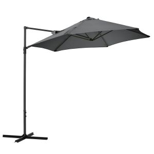 Outsunny Parasol déporté octogonal diamètre 256 cm mât en acier, inclinable et pivotant à 360 ° - gris anthracite