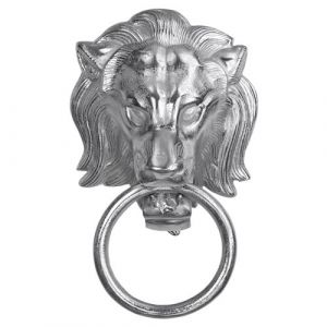 WOMO-DESIGN Porte-Serviettes T&ecirc;te de Lion, 10 x 31 cm, Argent, en Aluminium Nickel&eacute;,