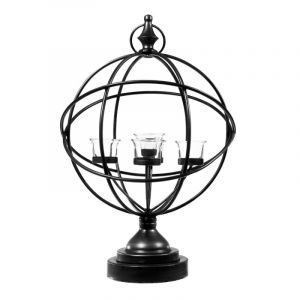 Image de Photophore 5 Têtes Métal "Globe" 49,5cm Noir Prix