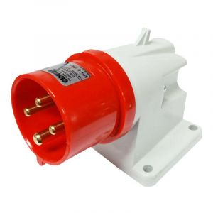 Gewiss Gw60408 basse tension à vis câblage coudé à 90 ° Montage en surface d'arrivée d'eau, IP44, 3P + E Pole, 380 V-415 V, 16 A, 50 Hz/60 Hz, Rouge