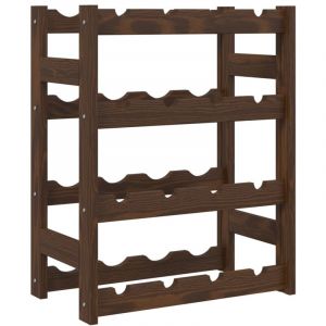 Décoshop26 Casier range bouteilles étagère de rangement vin pour 16 bouteilles 4 niveaux en bois de pin marron DEC024299