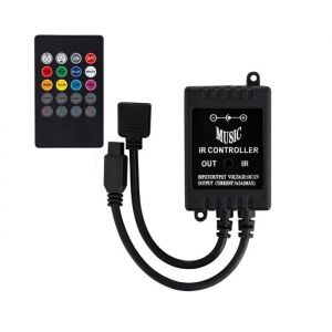 Contrôleur Variateur Musical Ruban led 12V dc rgb avec télécommande ir