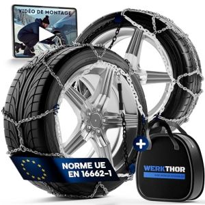 WERKTHOR Cha&icirc;nes &agrave; Neige [x2] &ndash; Cha&icirc;nes M&eacute;talliques Homologu&eacute;es Voiture &ndash; Montage Facile & Adh&eacute;rence Parfaite &ndash; WT80