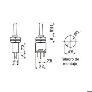 Commutateur Interrupteur &agrave; bascule unipolaire miniature 3 Bornes &eacute;poxy Electro Dh 11.438.C 8430552061457