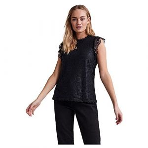 Pieces Pcolline SL Lace Top Noos BC T-Shirt, Noir, L Femme