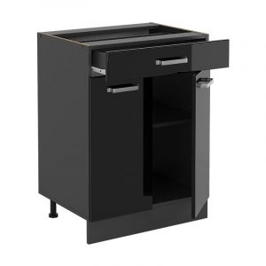 Vicco meuble cuisine R-Line, Noir Haute brillance, 60 cm avec tiroir, sans plan de travail