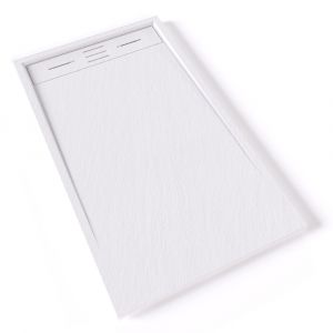 HIEMAL Receveur de douche 70 x 120 cm résine Blanc aspect ardoise + bonde incluse - Salle de bain