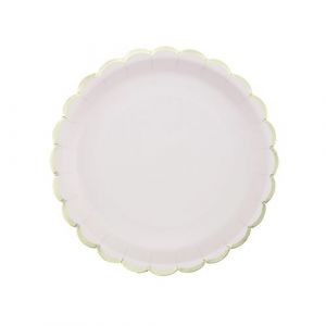8 IETTES CARTON FESTONN&Eacute; 23CM ROSE PASTEL OR Rose, Fuchsia VAISSELLE JETABLE