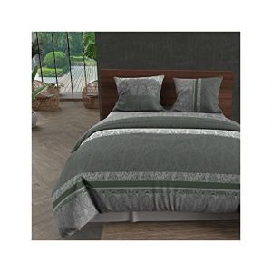 Soleil d'Ocre Parure housse de couette en coton 57 fils 240x220 cm CACHEMIRE gris, par