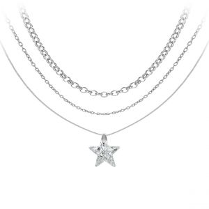 Collier étoile par So Charm ornée de cristaux Swarovski BS4401-CRYS-SN016+B2378-ARGENT+B2382-ARGENT