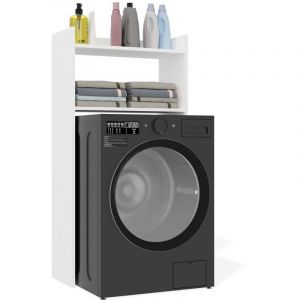 NINA - Armoire de salle de bain au-dessus de machine &agrave; laver 2 rayons 64&times;124&times;30 cm - Blanc