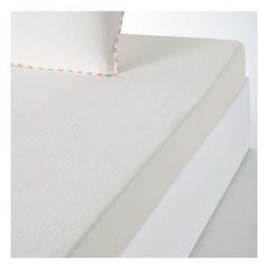 Drap housse coton lavé, bonnet 30 cm, Neruda Blanc Couleur Blanc Taille L