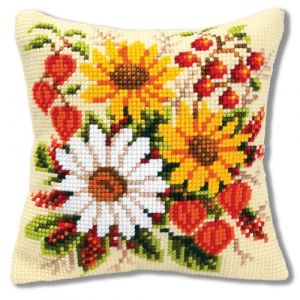 Vervaco Kit coussin au point de croix Fleurs du soleil,Multicolore