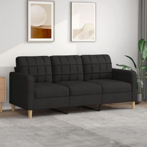 Image de Prolenta Premium - Canap&eacute; &Agrave; 3 Places Noir 180 Cm Tissu