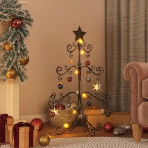 VidaXL Arbre de Noël en métal pour décoration noir 90 cm
