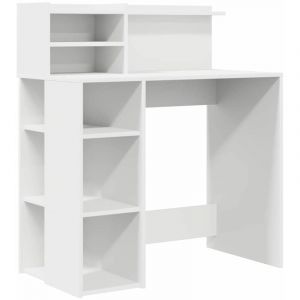 VidaXL Bureau avec rangement avec étagère Blanc 90 x 48 x 101,5 cm