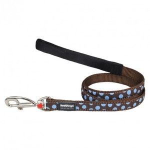 Image de RedDingo Laisse confort pour chien Marron Pois Bleu 1,2 m 15 mm