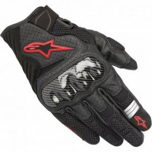 Image de Alpinestars Gants textile/cuir SMX-1 Air V2 noir/rouge fluo - S