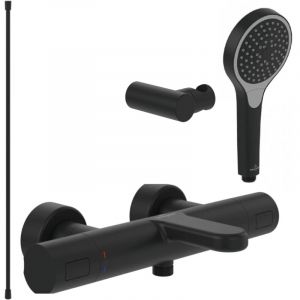 Villeroy & Boch Pack mitigeur baignoire thermostatique Universal Taps & Fittings rond Matt Black avec ensemble