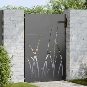 VidaXL Porte de Jardin, Portail de Jardin 85x150 cm Design en Acier Corten Herbe