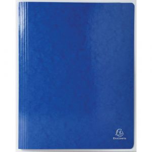 Exacompta Lot de 25 chemises à lamelle carte lustrée pelliculée 355gm² Iderama - A4 - Bleu foncé - 380807B