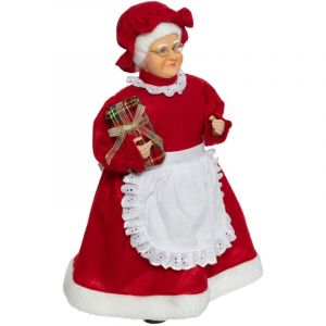Mère Noël en habit traditionnel Rouge et Blanc H 48 cm