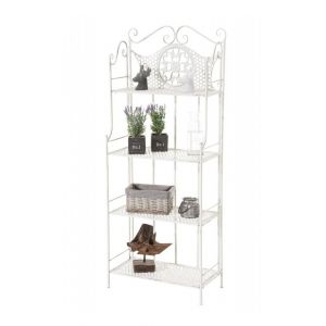 Image de Décoshop26 Etagère de rangement plantes 4 niveaux en fer 153x61x33 cm blanc vieilli